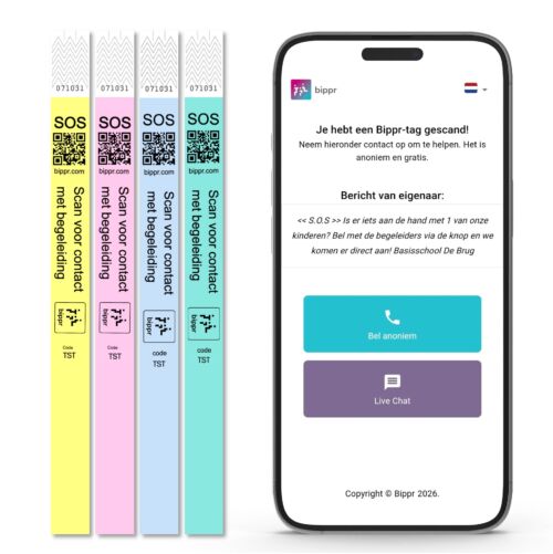 Bippr SOS ID-bandjes voor groepen (100 stuks)